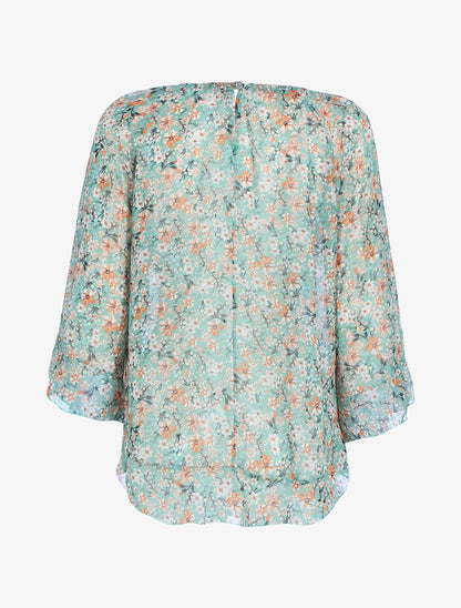 Blouse fluide transparente imprimé - Vert d&
