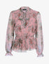 Blouse péplum à col lavallière - Rose - 1