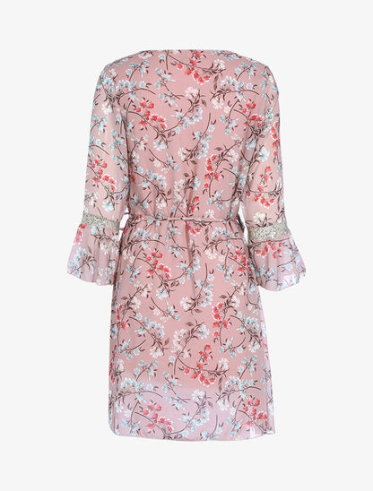 Robe à imprimé champêtre et sequins - Rose - 2