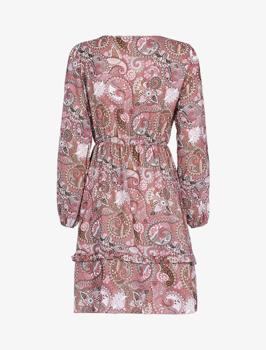 Robe volantée à imprimé cachemire - Rose foncé - 2