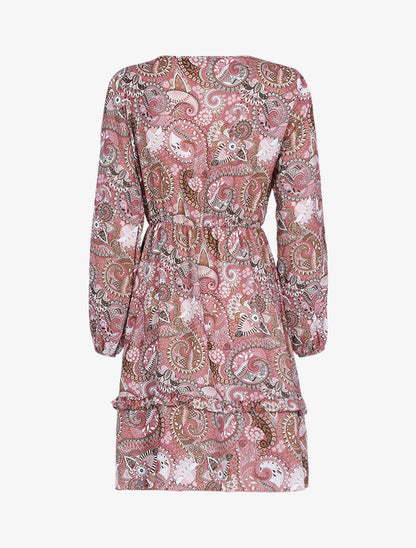 Robe volantée à imprimé cachemire - Rose foncé - 2