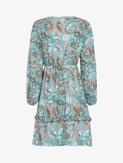 Robe volantée à imprimé cachemire - Vert d&
