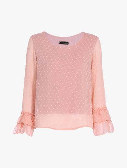 Blouse fluide mouchetée - Rose - 1