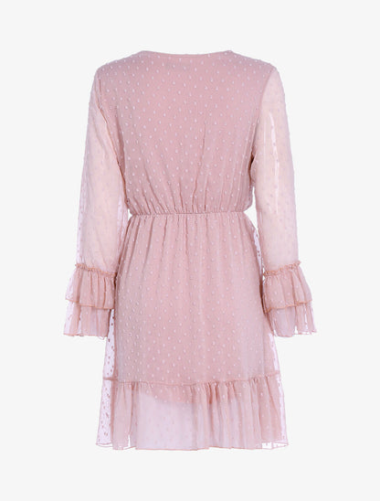 Robe fluide mouchetée - Rose - 2