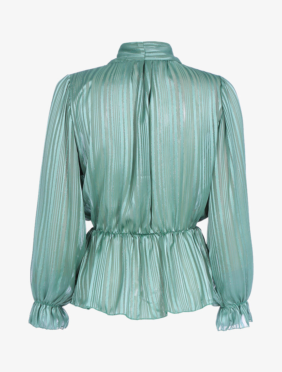 Top en voile à rayures irisées - Bleu turquoise - 2