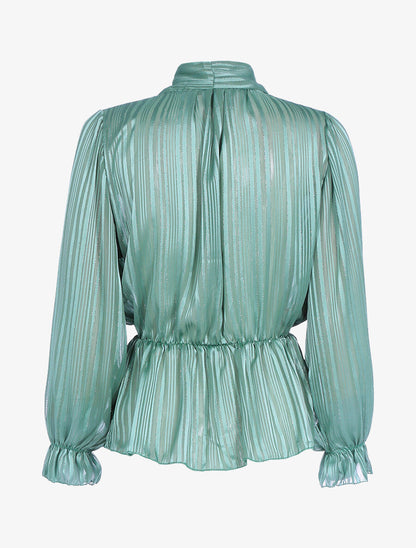 Top en voile à rayures irisées - Bleu turquoise - 2