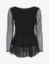 Top doublé en voile et tulle - Noir - 1