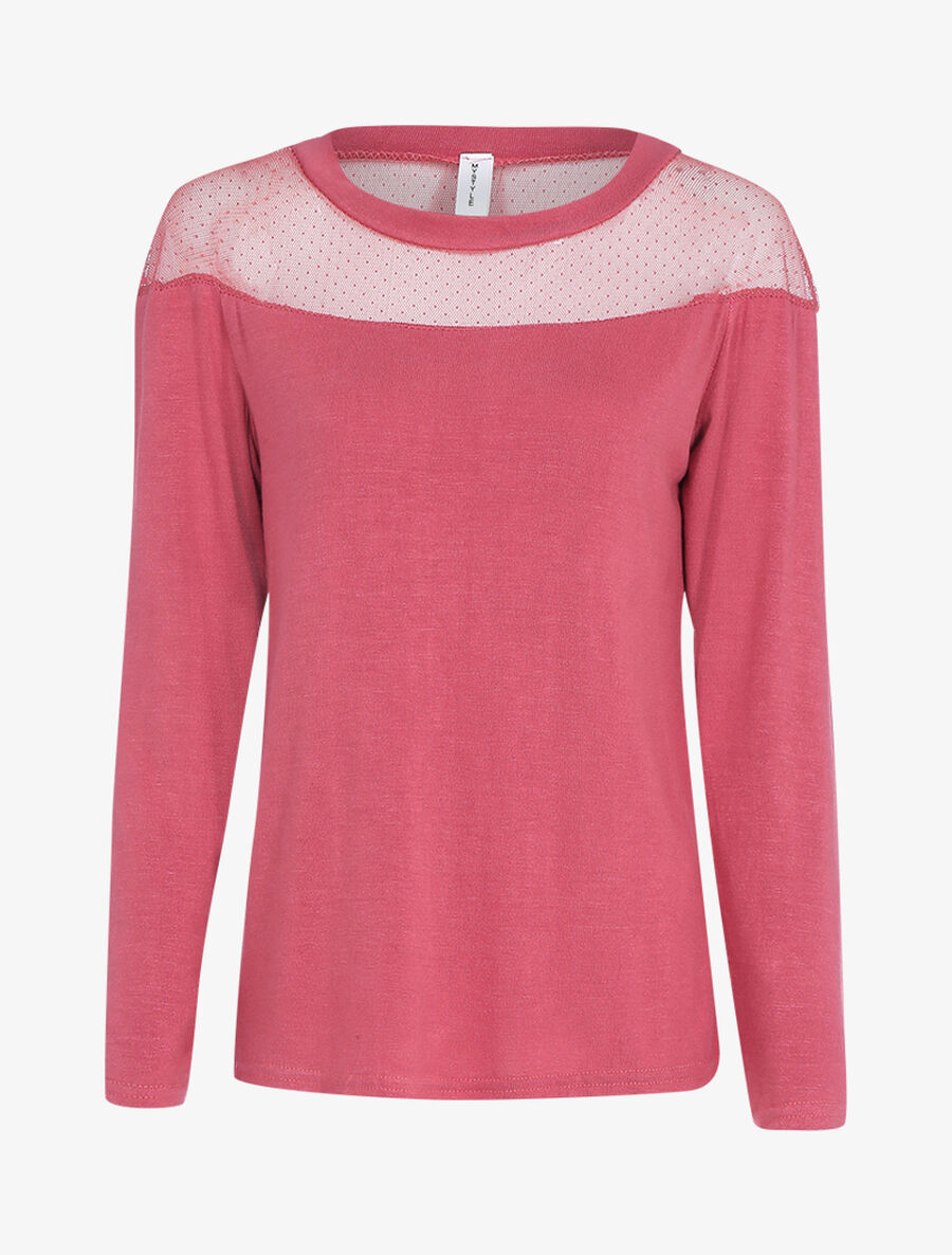 Top ample haut de buste en tulle - Rose - 1