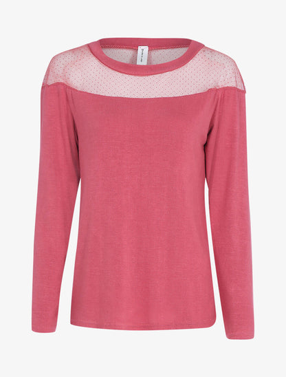 Top ample haut de buste en tulle - Rose - 1