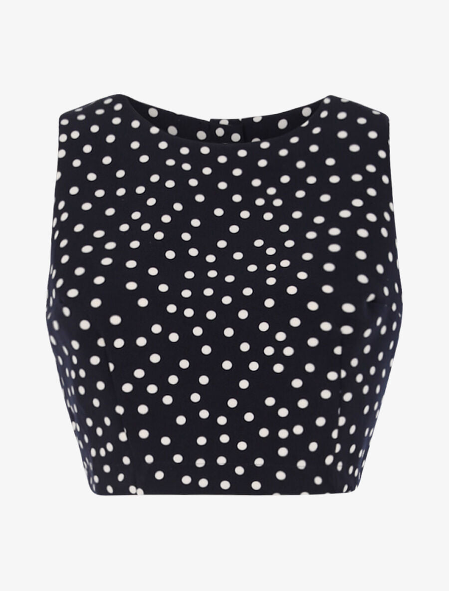 Crop top à imprimé pois - Marine - 1