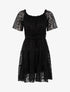 Robe en dentelle fleurie doublée - Noir - 1