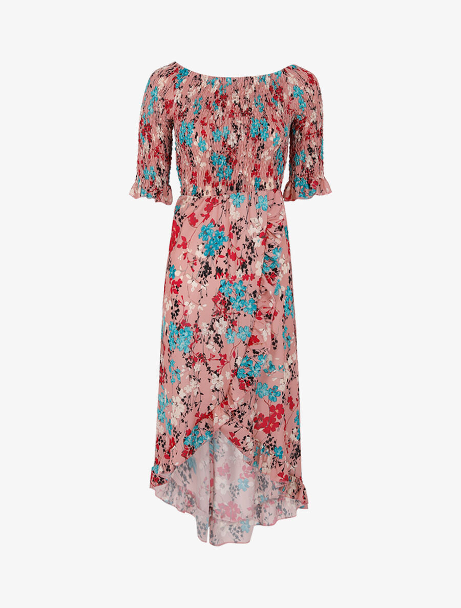 Robe portefeuille à basque asymétrique - Rose - 1