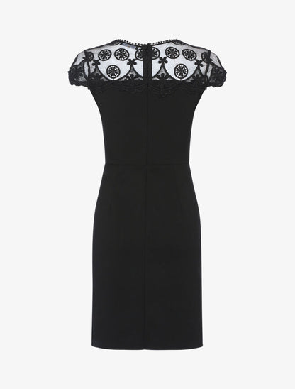 Robe fourreau à haut de buste dentelle - Noir - 2