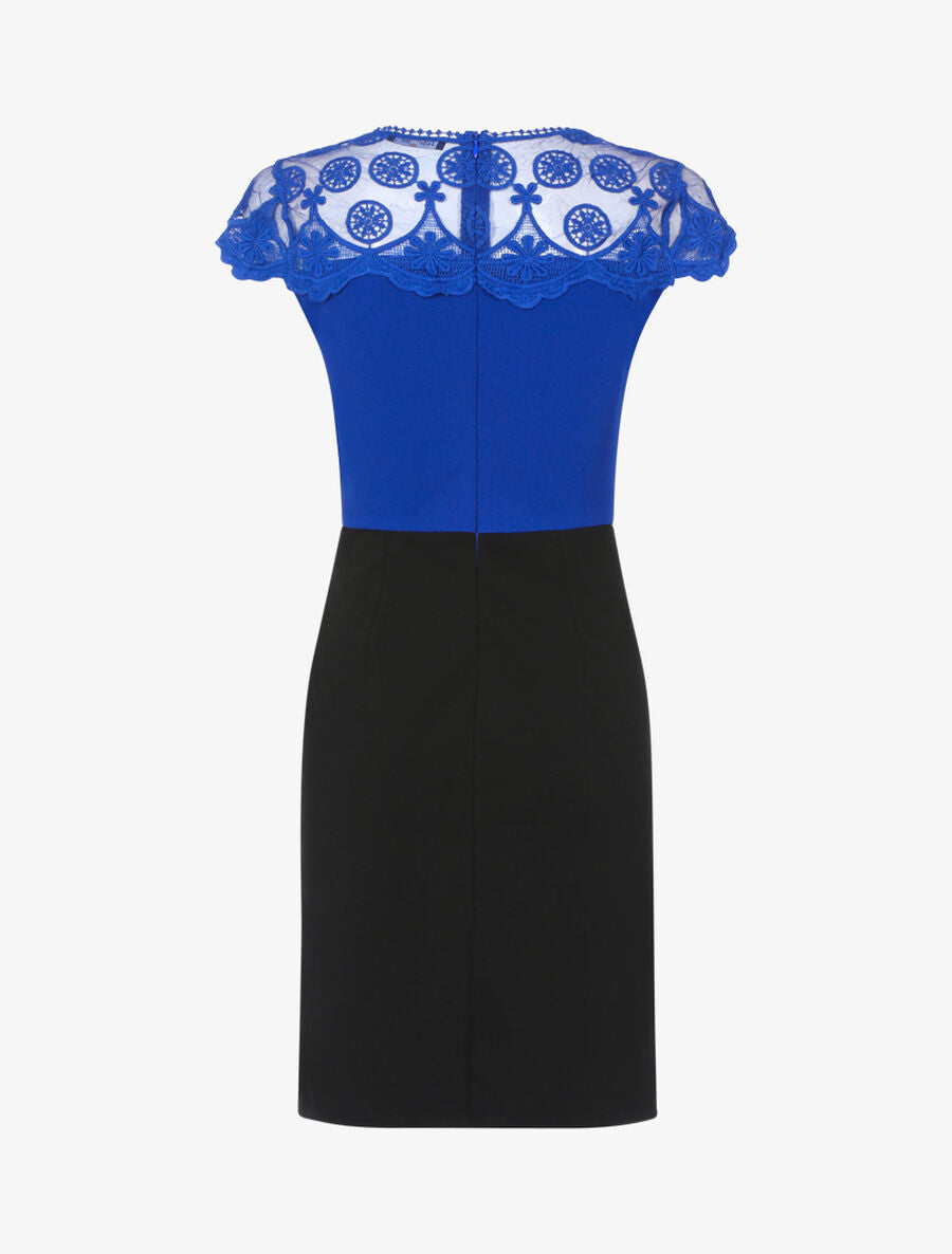 Robe fourreau à haut de buste dentelle - Bleu roi/noir - 2