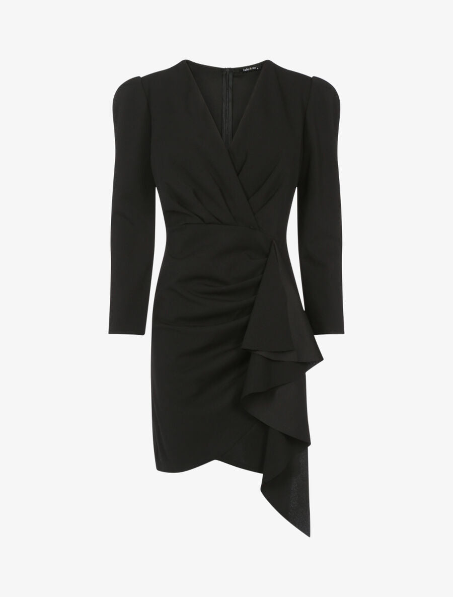 Robe à épaules larges et pans - Noir - 1