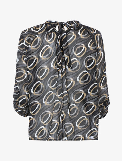 Blouse à imprimés graphiques - Noir - 2