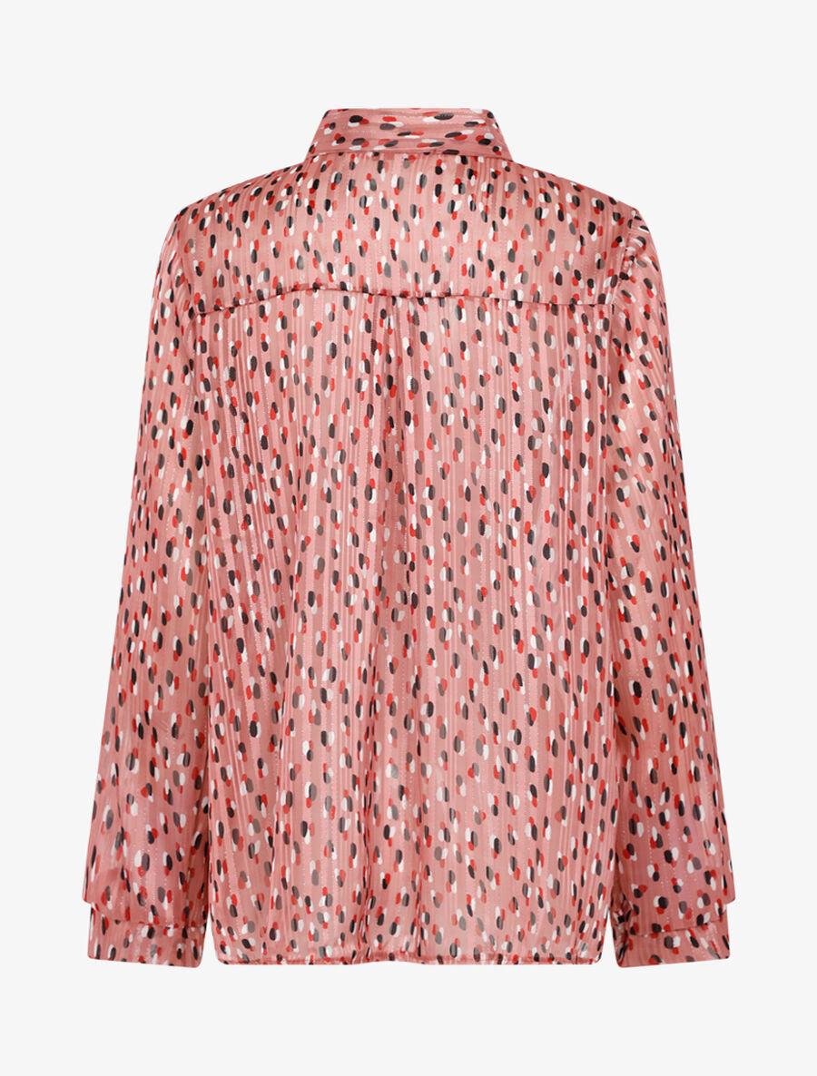 Blouse transparente imprimé à col lavallière - Rose - 2