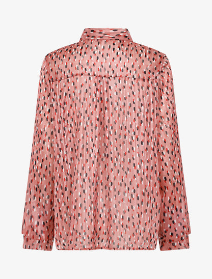 Blouse transparente imprimé à col lavallière - Rose - 2