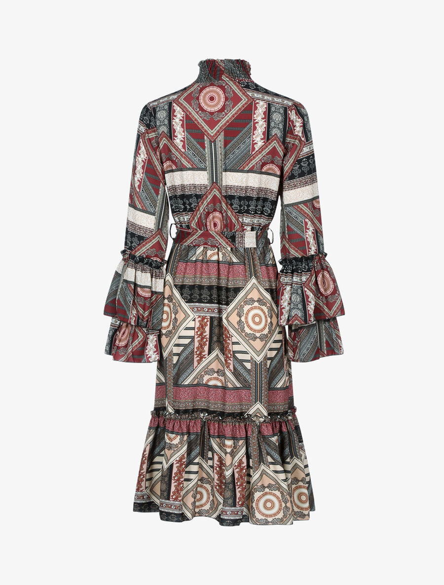 Robe volantée à col montant - Noir - 2