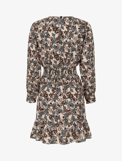 Robe courte à imprimé baroque fleuri - Beige - 2