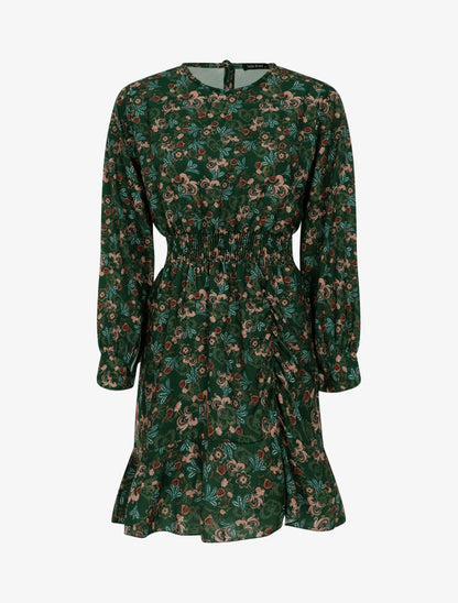 Robe courte à imprimé baroque fleuri - Vert - 1
