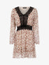 Robe à fleurs et décolleté dentelle - Beige - 1