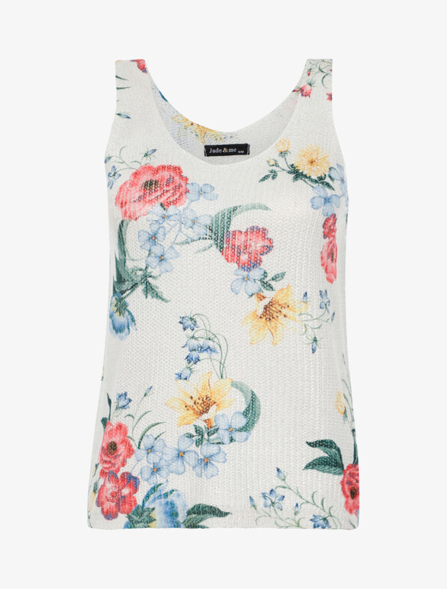 Débardeur en maille à imprimé floral - Blanc - 1