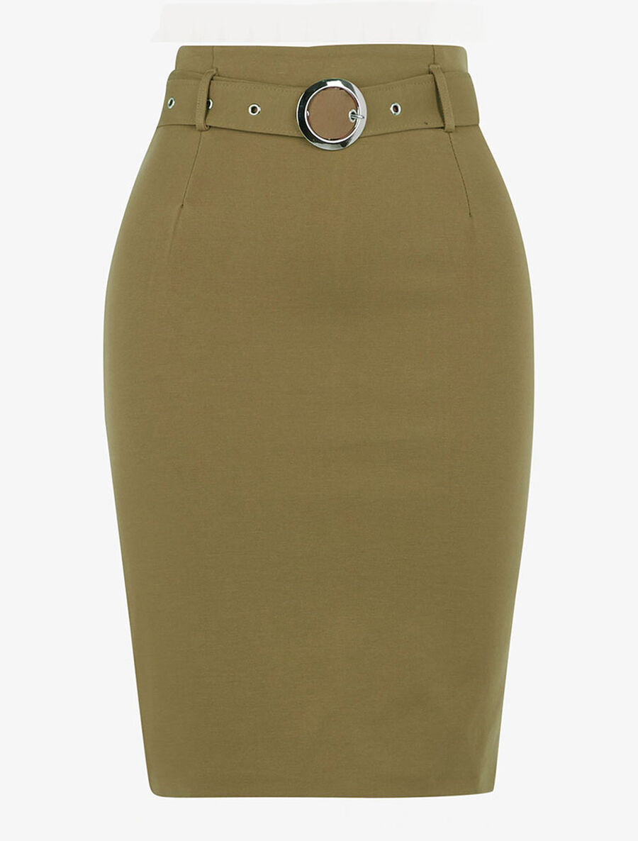 Jupe crayon stretch - Taupe - 1