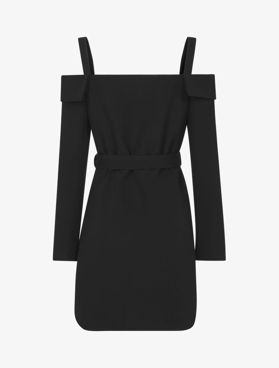 Robe asymétique à épaules nues à revers - Noir - 2