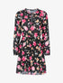 Robe fleurie à buste ajouré - Noir - 1