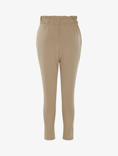 Pantalon fluide paper bag basique - Taupe - 2