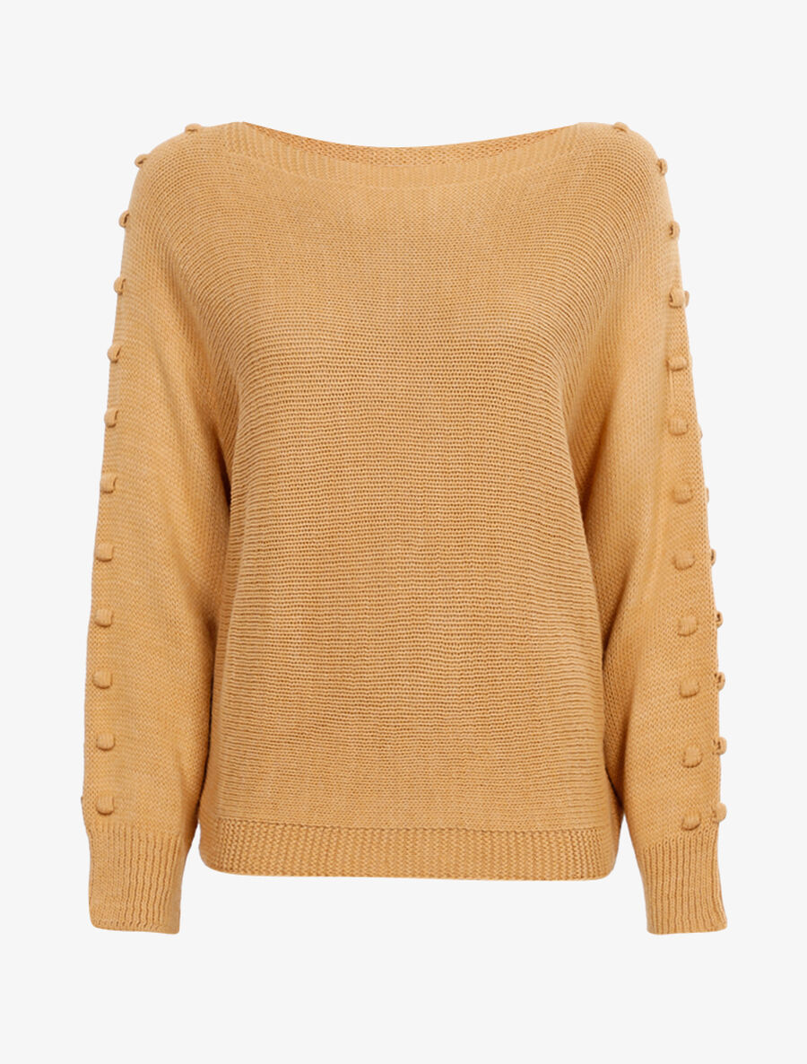 Pull dolman à boutons en relief - Beige foncé - 1