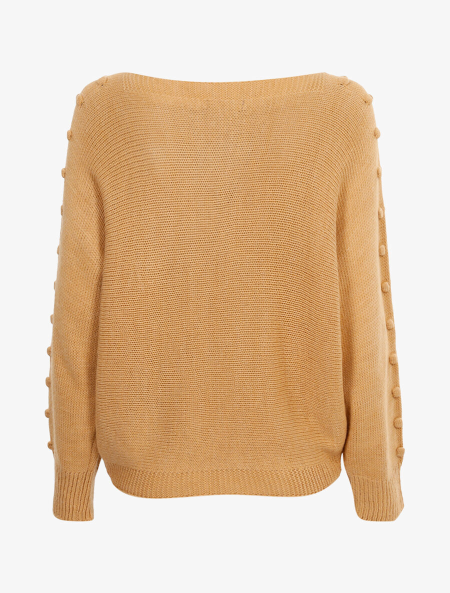 Pull dolman à boutons en relief - Beige foncé - 2