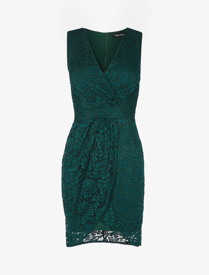 Robe tulipe en dentelle - Vert émeraude - 1