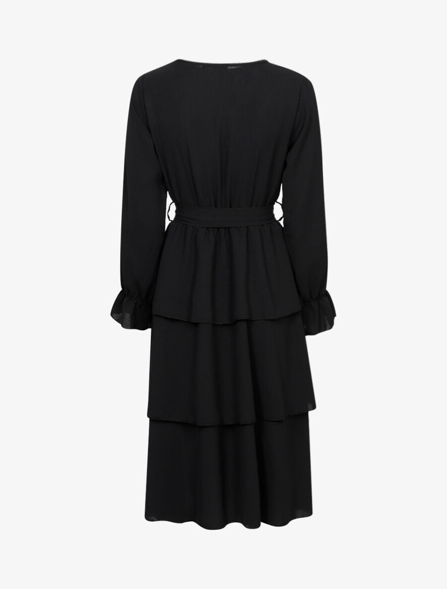 Robe mi longue volantée - Noir - 2