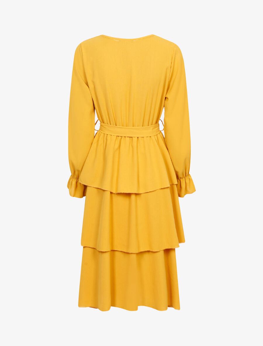 Robe mi longue volantée - Jaune - 2