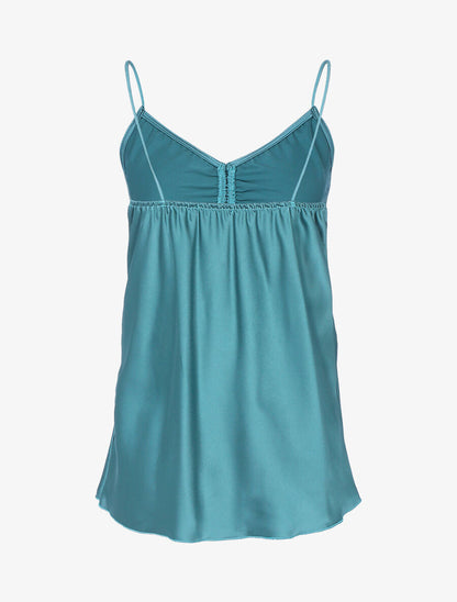 Débardeur satiné à fronces - Turquoise - 2
