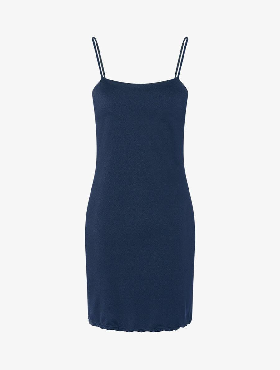 Robe moulante satinée - Marine - 1