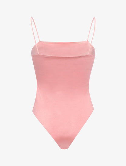 Body satiné à côtés échancrés - Rose - 2