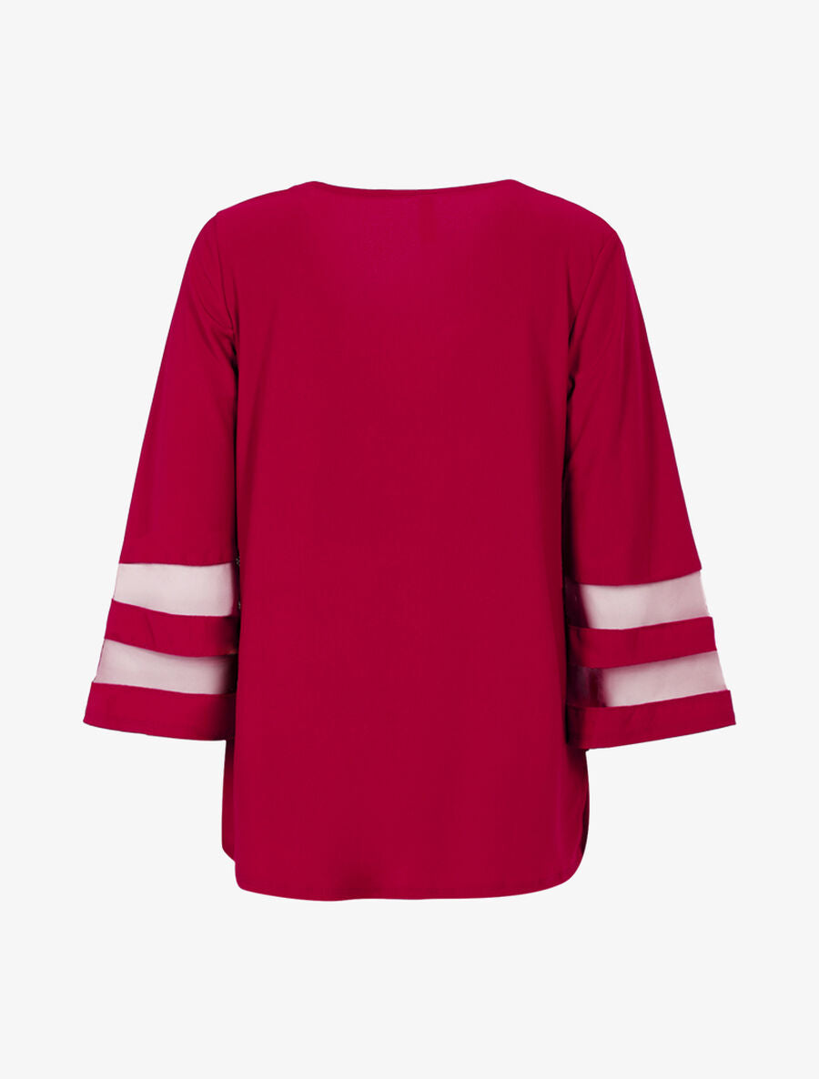Top oversize manches à bandes transparentes - Lie de vin - 2