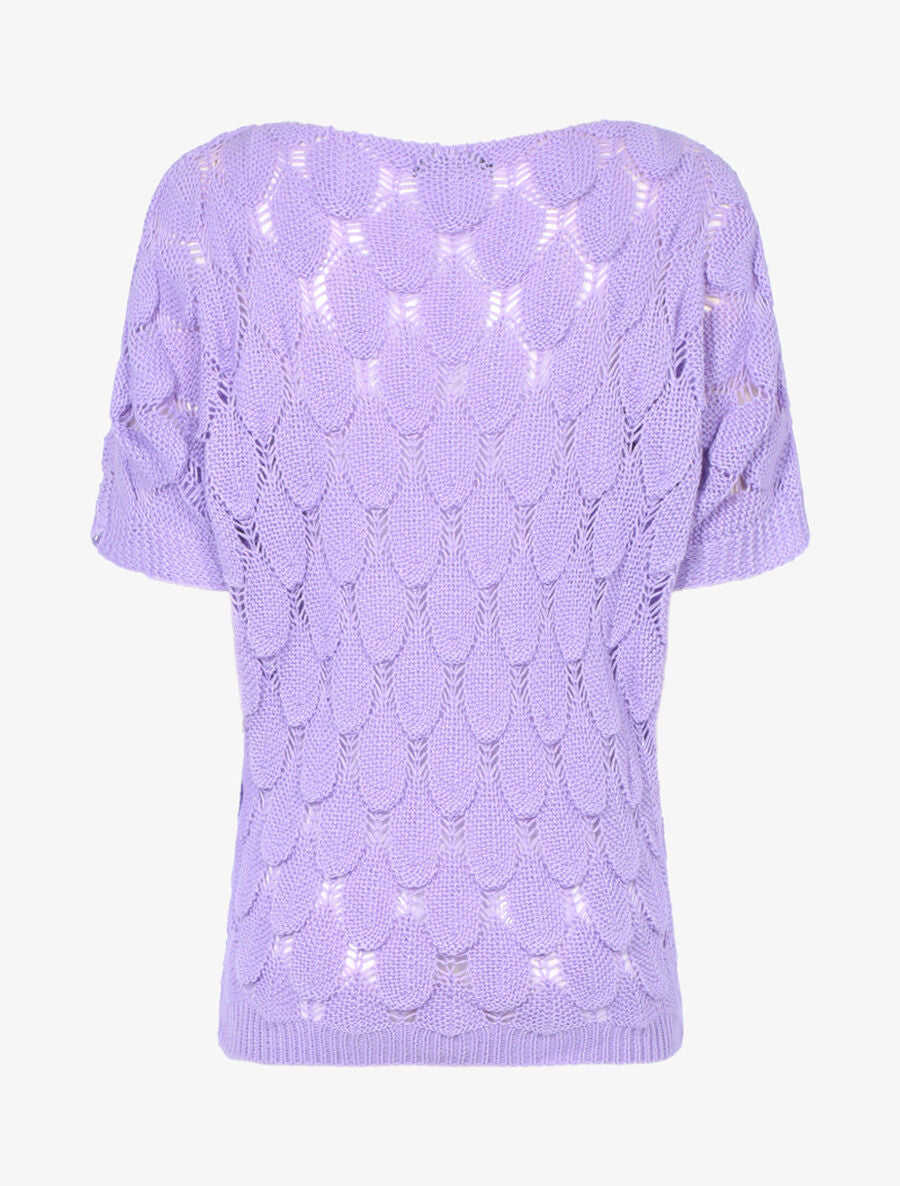 Pull en maille ajourée effet écailles - Lilas - 2