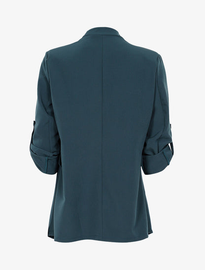 Veste jeté fluide à manches ajustables - Bleu canard - 2