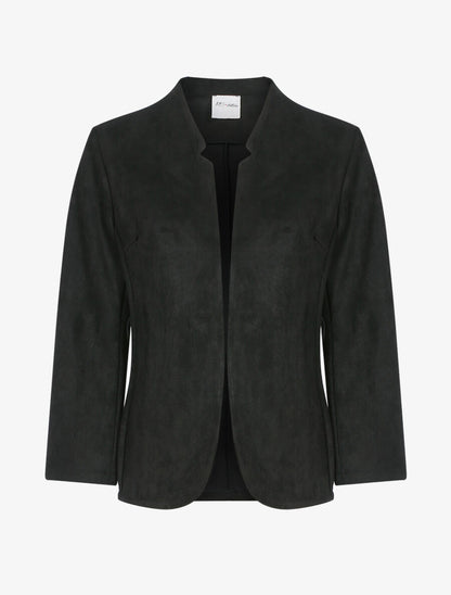 Veste ample en suédine à col cranté - Noir - 1