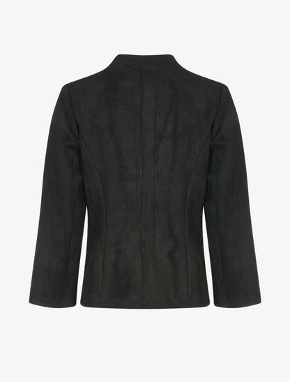 Veste ample en suédine à col cranté - Noir - 2