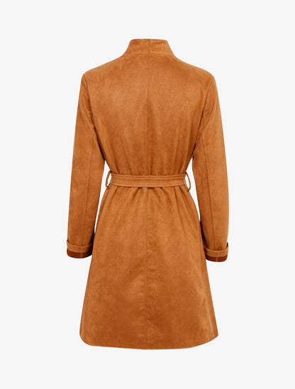 Manteau oversize en suédine - Camel - 2