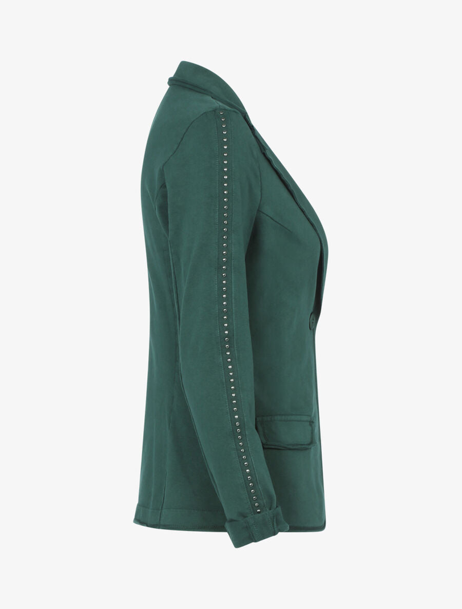 Veste en coton à détails billes - Vert foncé - 3