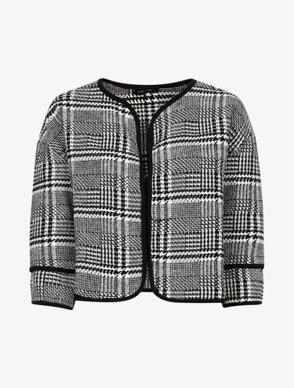 Veste courte effet tweed - Blanc/noir - 1