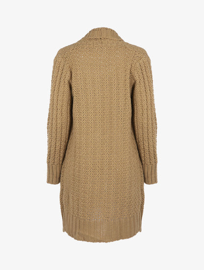 Gilet en maille effet tricot - Camel - 2