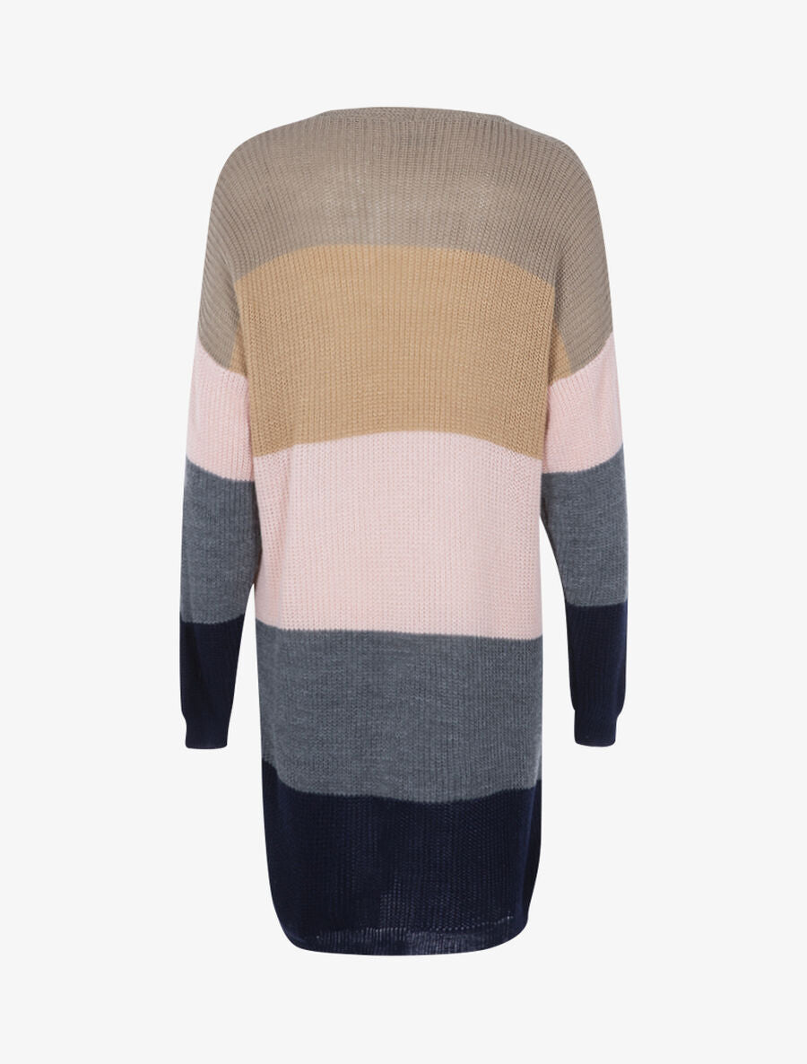 Gilet long color block - Marine - 2