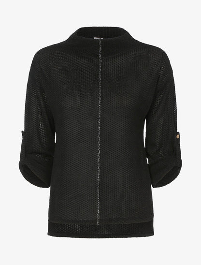 Pull moucheté à détails irisés - Noir - 1